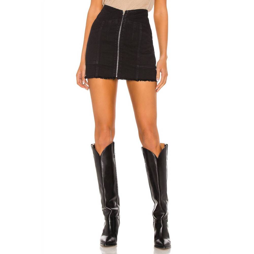 NEW IRO binda jean zipper skirt in dark grey & black